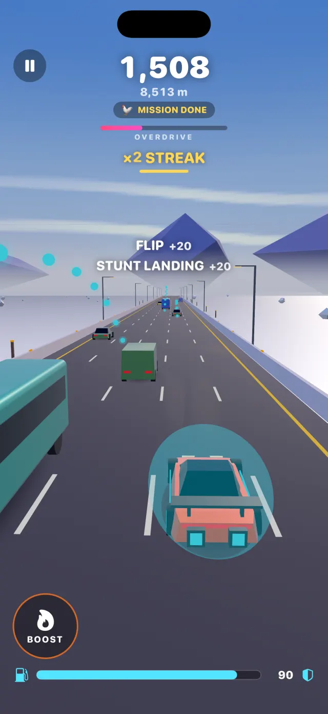 A shielded car landing a stunt on the Salt Flats